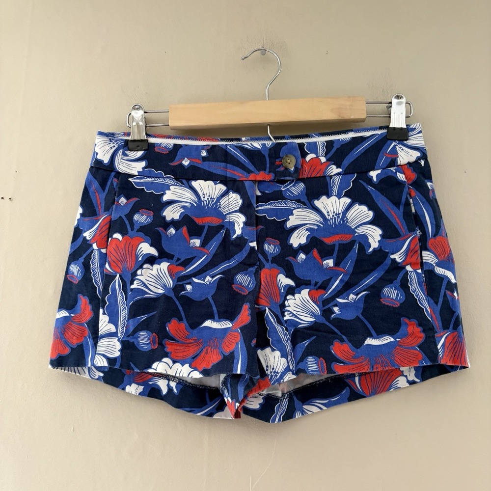 J Crew Womens Floral Low Rise Shorts Size 00 Blue Multicolor Cotton Preppy